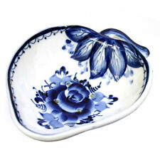 Gzhel Strawberry Berry Serving Bowl Russian Porcelain Blue and White China Гжель picture