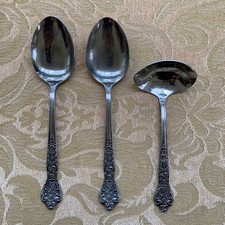 MSI Versailles Lot 2 Serving Spoons Gravy Ladle Stainless Roses Japan picture