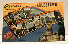 1946 Greetings From State Flower Charlestown West Virginia Large Letter Postcard picture