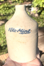 NICE STONEWARE MINI JUG KOLA-MINT SYRUP W/APPLIED HANDLE 1905 ERA L@@K picture
