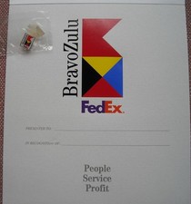 FEDEX ~ BZ ~ BRAVO ZULU CERTIFICATE + LAPEL PIN ~ FEDERAL EXPRESS picture