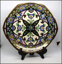 Vintage Noritake Art Deco Pierced Handle Bowl Geometric Floral Moriage Gold 11