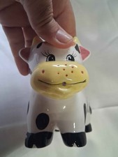 Vintage Ceramic Cow Creamer Pitcher Black and White Spotted picture