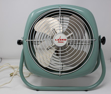 Vintage Lasko 52-10 FS Aqua Blue Turquoise Metal Portable Fan Industrial Working picture