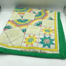 Vintage That's Our Baby Baby Blanket Quilted Blanket Triangles Squares Circles P picture