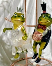 ROBERT STANLEY 1 WEDDINNG COUPLE FROG BRITE &GROOM GLASS ORNAMENTS COLLEC. 2007 picture