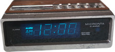 Vintage Micronta Woodgrain Blue VFD Digital Alarm Clock 63-753B RadioShack Works picture
