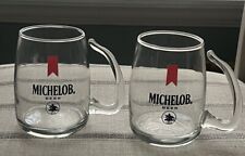2 Vintage Michelob 1970s Beer Collectible Glasses Red Ribbon With Curved Handle picture