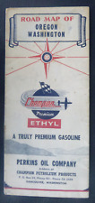 1951 Oregon Washington road map Champion oil  gas Perkins CO Vancouver WA picture