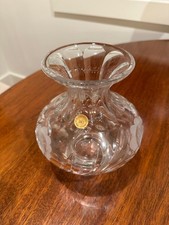 Vintage Bavarian Cut Crystal (24%) Vase (Likely Anne Hutte) Rose/Leaf - 7