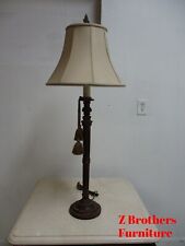 Italian Regency Column Torchiere Figural Carved Table Lamp Light  B picture