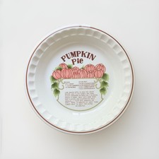 Vtg Hankook Deep Dish Ceramic Pumpkin Pie Plate Recipe Dish 10.5