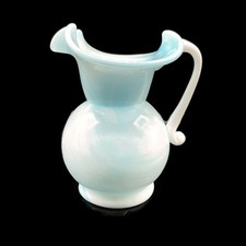 Vintage Kanawha Blue Slag Glass Mini Pitcher - West Virginia Glass picture