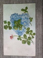 Antique Embossed Forget-Me-Not & Clover Postcard Printed in Germany picture
