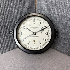 US Government Clock Chelsea Clock Co Black White Military Mountable picture