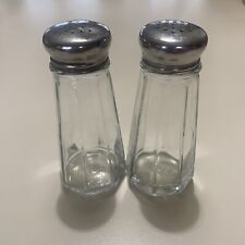 Gemco Glass Bevelled Salt and Pepper Shakers Set 2 pk 3 oz Clear/Silver 8 Sided picture