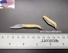 Miniature Tiny Working World's Smallest Folding Pocket EDC Brass Knife Keychain picture