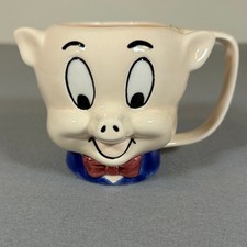 Vintage 1989 Applause Porky Pig Looney Tunes Ceramic Mug Warner Bros 660005 picture