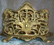 Antique Brass French Art Nouveau Butterfly Letter Mail Holder Desk Organizer picture