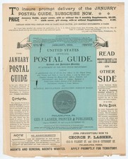 1891 US Official Postal Guide Color Post Office Philadelphia PA Trade Circular picture