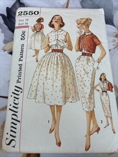 Vintage Drew Sewing pattern Bust 36 Size 16 Simplicity 2550 picture