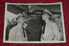 1943 WWII Press Photo USS McFarland Captain John C Alderman Inspects Bomb Damage picture