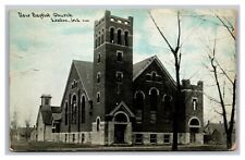Linton, IN Indiana, New Baptist Church Vintage Divided Back Postcard Posted 1919 picture