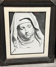 Catholic Alter Portrait Mother Mary La Pieta Original Sketch Signed 29x25 Framed picture