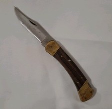 Vintage Buck 110 USA Lockback Hunter Bowie Pocket Knife Engraved Handle picture