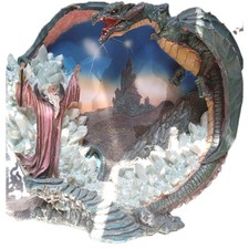 Medieval Legends 1-HEADED DRAGON AND WIZARD Castle Crystals Magic With Stand RAD picture