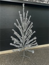 Vintage PECO 1622 6' Silver Aluminum 46 Branch Christmas Tree Pom Pom MCM Retro picture