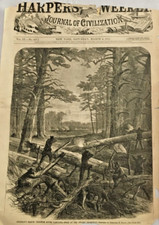 1865 Harper's Weekly dated March 4 Sketch of the ROAD AT THE SWAMP CROSSING 1 pg picture