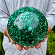 2.71LB Rare Natural Malachite quartz hand Carved sphere Crystal Healing picture