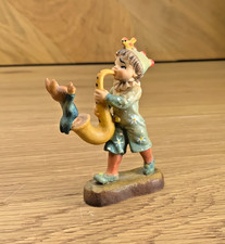 ANRI Juan Ferrandiz Sax Clown Bunny Rabbit Hand Carved Wood Figurine 2.25