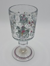 Vtg Alfred Taube Clear Bubble Glass Goblet Made In West Germany Floral Horseman picture