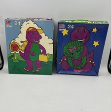 2X VTG Milton Bradley 1993 Hasbro Barney 24 Large Piece Puzzle Lot Of 2 COMPLETE picture