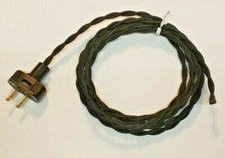 8' Black Rayon Twisted Covered Wire & Plug, Vintage Style Lamp Cord, 405J picture