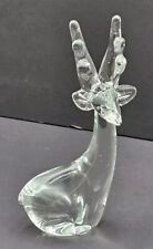 VINTAGE CLEAR ART GLASS REINDEER FIGURINE 6.75 Inch Tall  picture