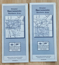 AAA Greater Sacramento Northern Southern Area California Maps Vintage Lot of 2 picture