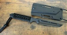 8inch Fixed Blade Neck Knife Full Tang Stealth Black Cord Wrapped Handle Tanto picture