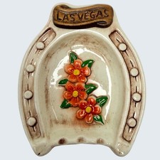 Vtg Judy of Calif Horseshoe Las Vegas Souvenir Dish Ashtray Spoon Rest MCM picture