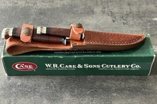 2001 CASE XX Twin Finn Stacked Leather Handles 2-Knife Hunting Set 00309 Sheath picture
