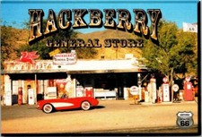 Vtg Hackberry GENERAL STORE Mobil Oil Gas Station Car Route 66 Postcard Unposted picture