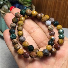 2Pcs Wholesal Natural Ocean Jasper bracelets Crystal ball sphere facet 8mm 7684 picture