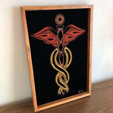 Vintage Caduceus Medical Symbol String Art Wall Hanging, Vintage String Art picture