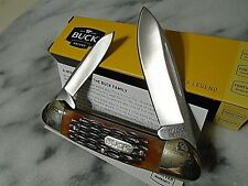 Buck Canoe 389 Folding 2 Blade Pocket Knife Amber Jigged Bone 420J2 3.55