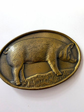 Vintage Wayne Feeds Pig Belt Buckle Allied Mills Inc Limited Edition Farm Animal picture