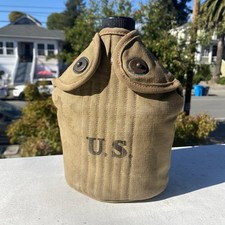 Excellent Condition WWI U.S. 1918 dated canteen cover with WWII canteen & cup. picture