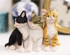 Ebros Lifelike Trio Colorful Shorthair Feline Kittens Cats Sitting Side by Side picture