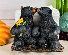 Ebros Romantic Kissing Black Bears Seated By Tree Logs Kitchen Napkin Holder 5